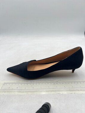 XYD Black Kitten Heel Pumps Sexy Pointed Toe Slip On Dress Shoes for Evening